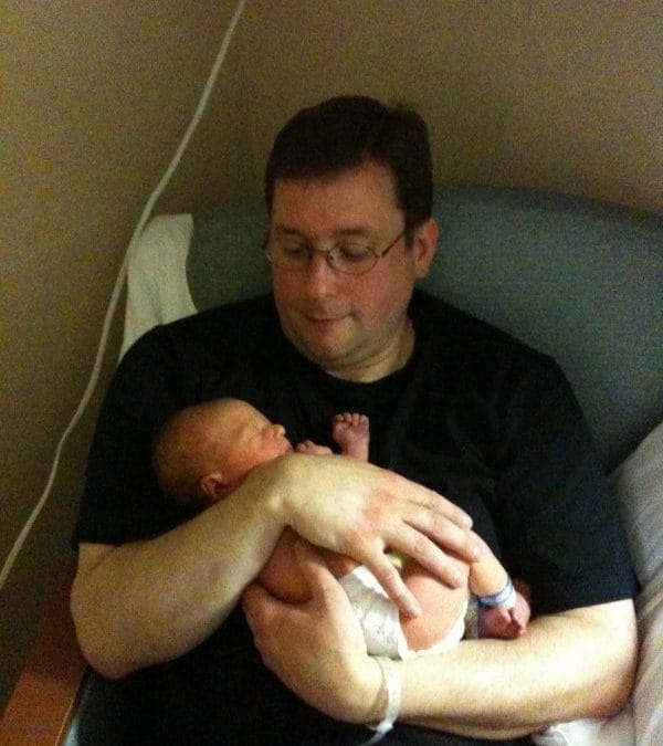 Dad gets some cuddle time