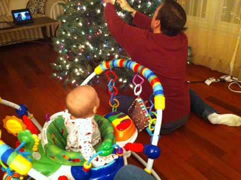 Helping Daddy decorate
