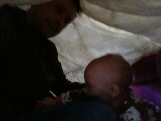 Daddy made a blanket tent