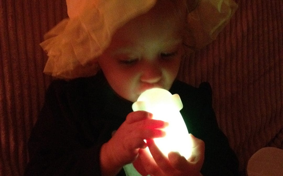 Kissing my piggy nite light goodnight