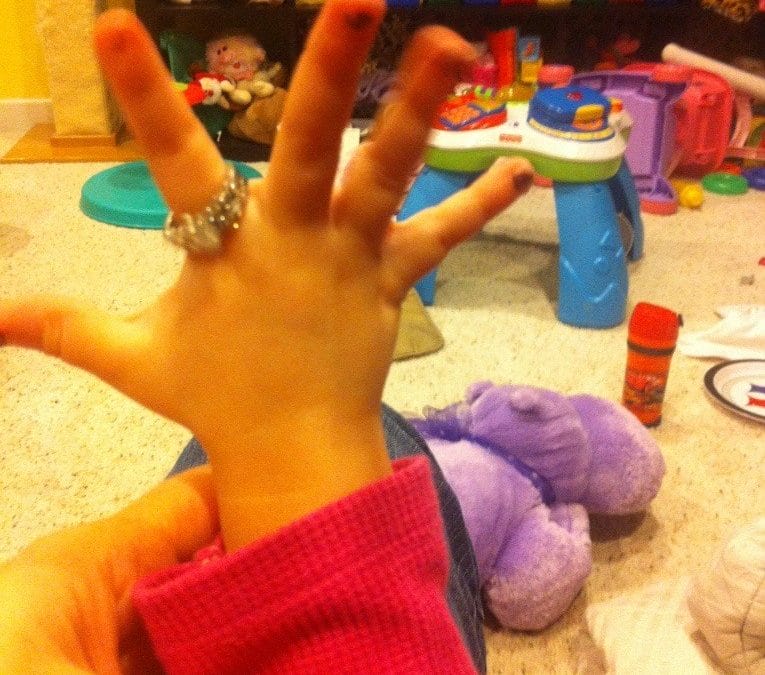 Wearing mommy’s ring