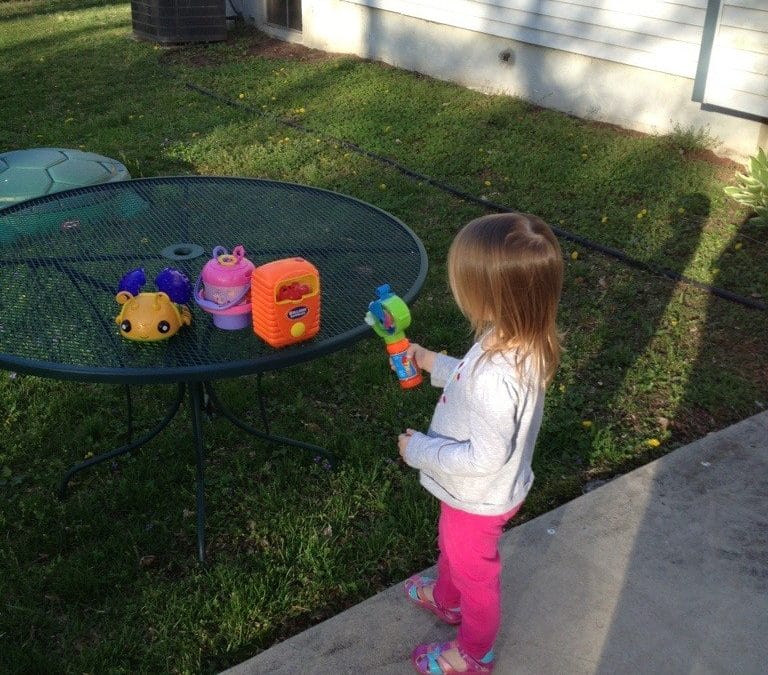 Blowin’ bubbles with dad