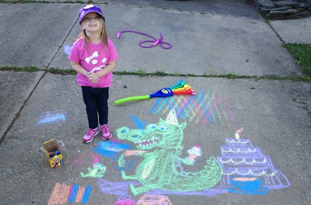 Daddy and I drew with chalk