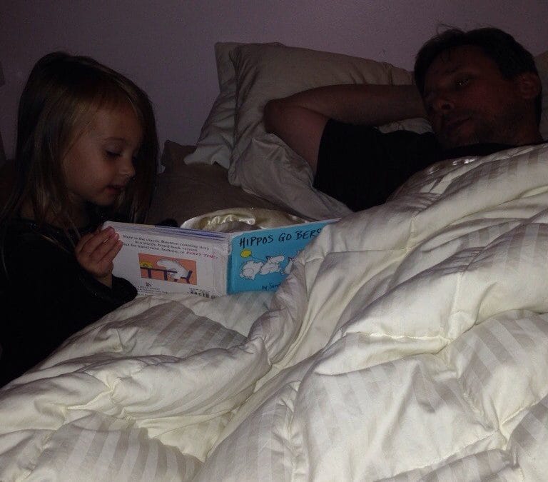 Putting daddy to bed