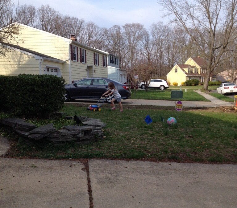 Bubble mowing the grass