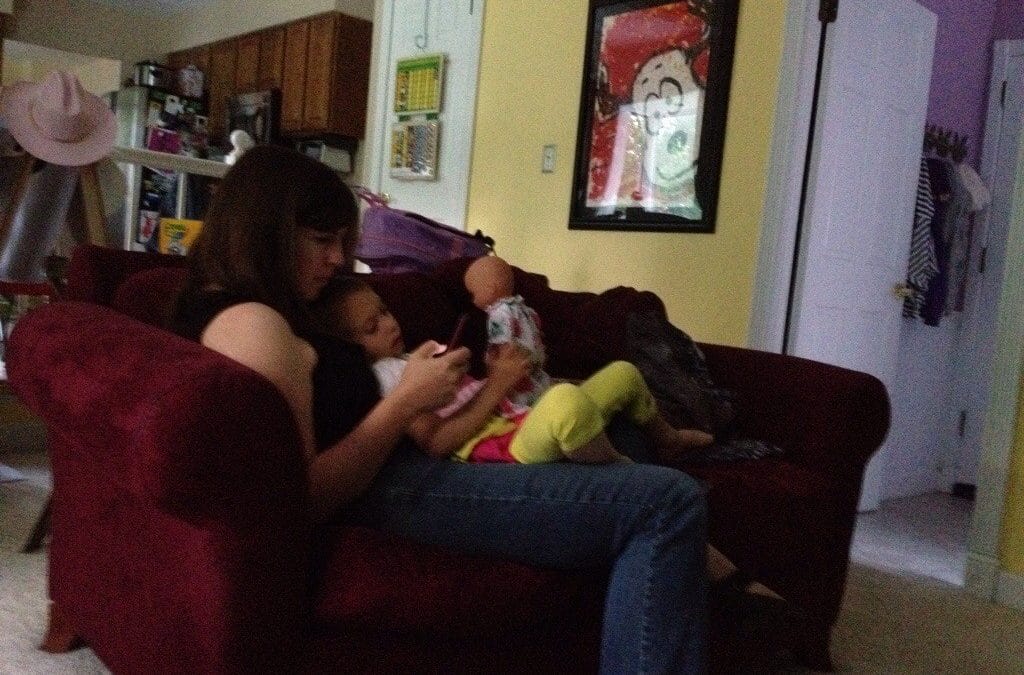 Snuggling with mommy