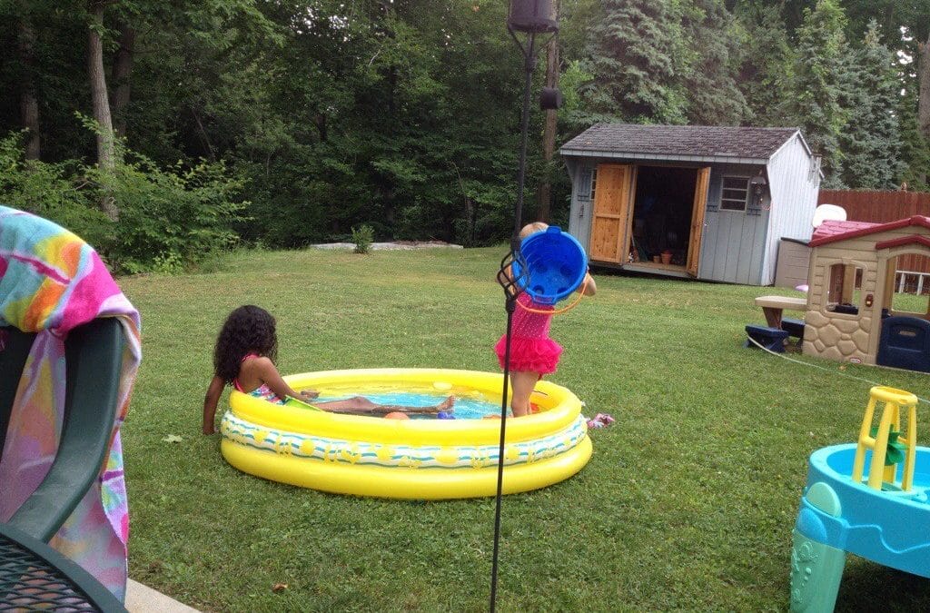 Playing in the pool with nani